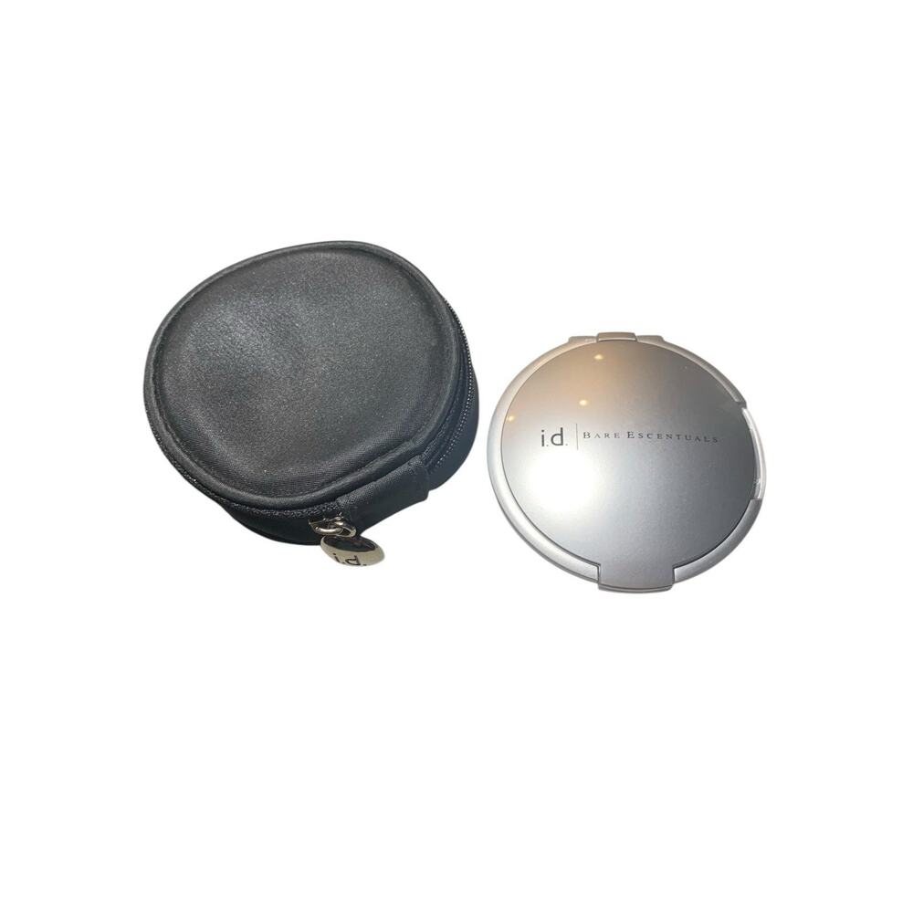 I.d. Bare Escentuals Compact Mirror Refillable Make Up Case Missing Brush Zip Ba
